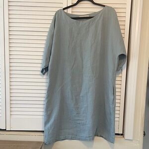 Love And Confuse, Sage Green, Woman’s XL, 100% Linen Mini Dress With Pockets